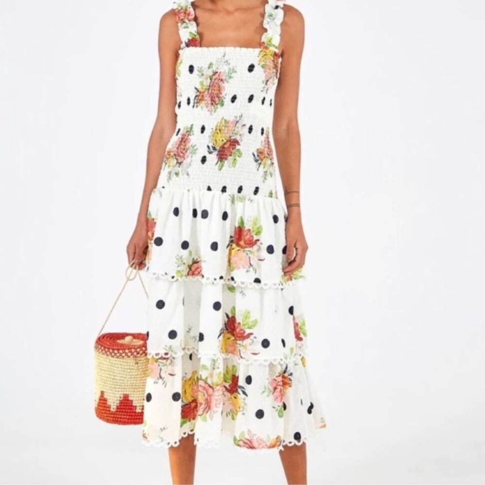 Farm Rio Polka Dot ruffle dress NWT